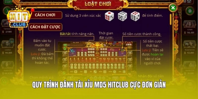Quy trình đánh Tài Xỉu MD5 Hitclub cực đơn giản